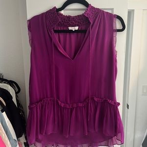 Parker size xs purple blouse with ruffle detail and ties. Worn 3-4 times.